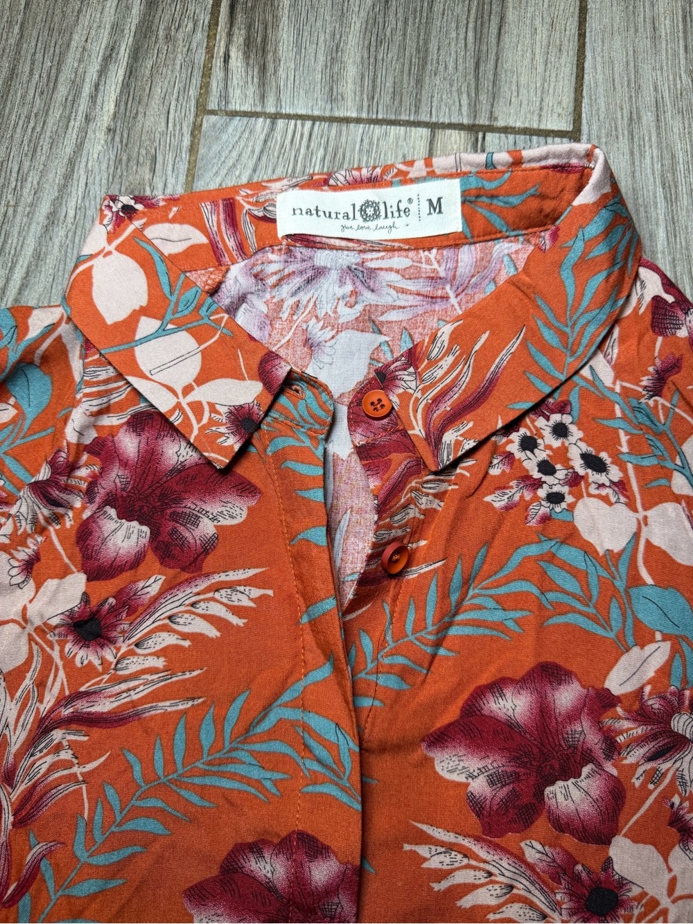 NATURAL LIFE Orange Floral Tiered Midi Dress - Picture 3 of 5